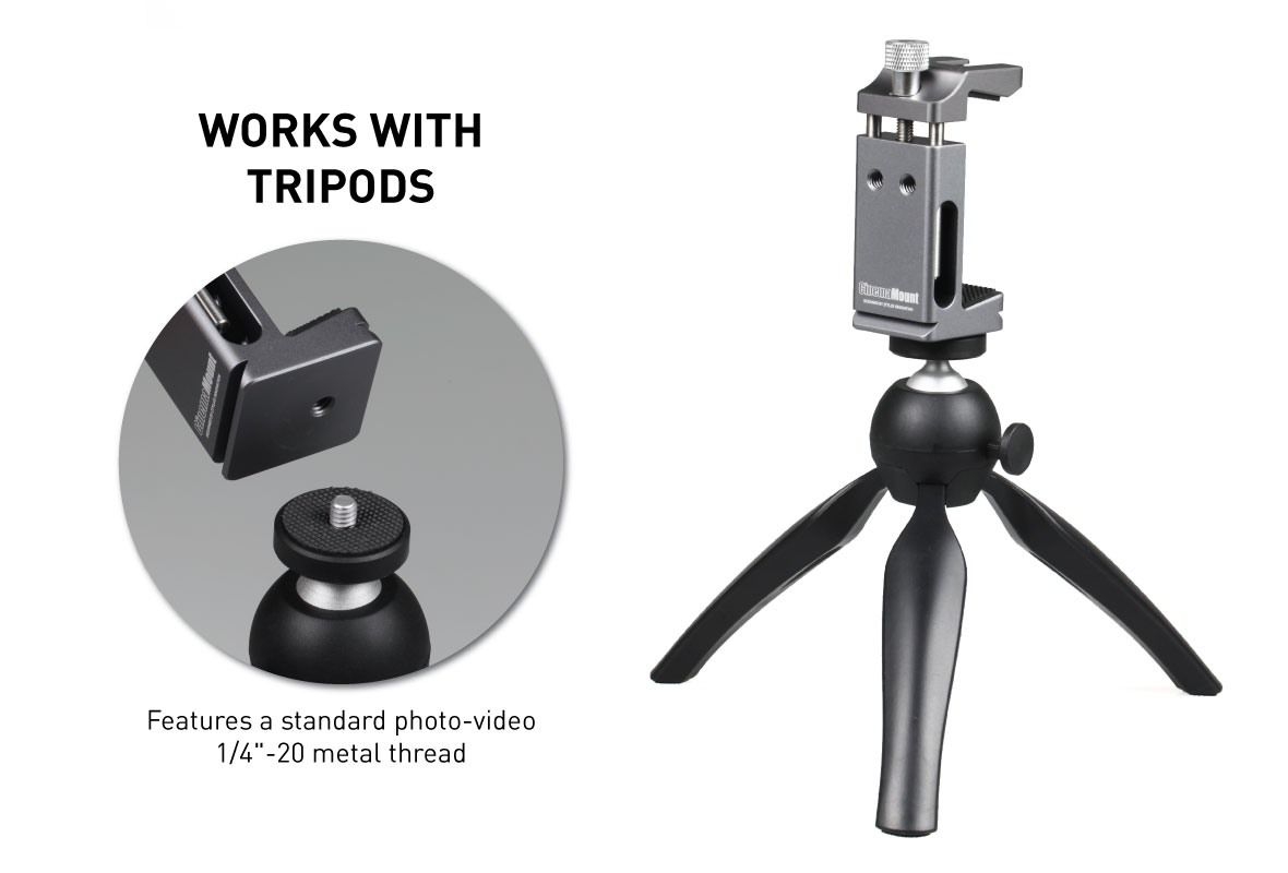 Cinema Mount Mini Smartphone Rig & Aluminum Alloy Grip Handle, Cell Phone Tripod Adapter, Standard Cold Shoe Mount and 1/4