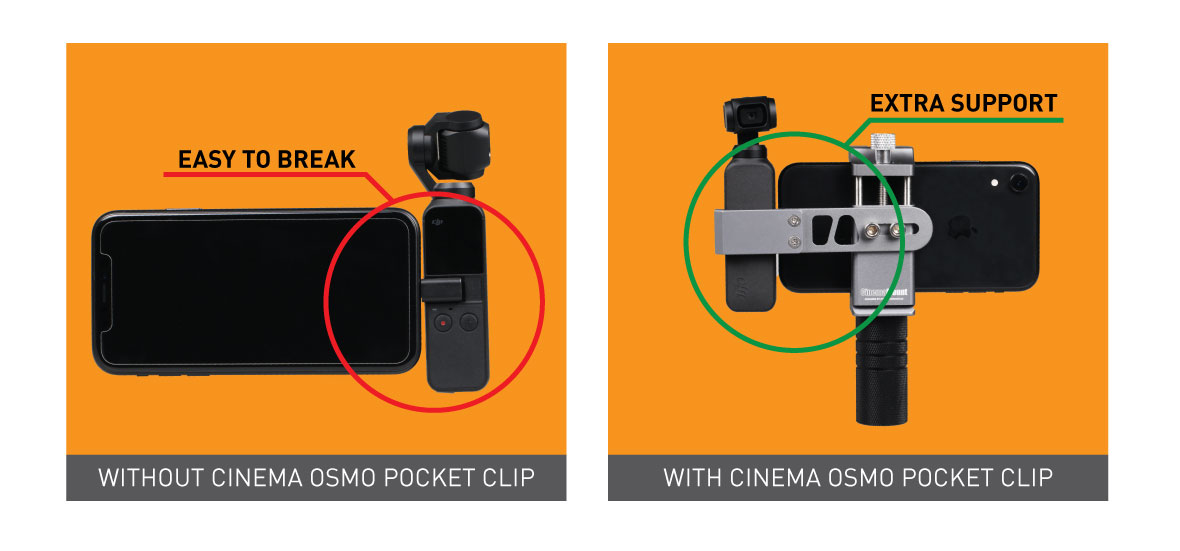 Ztylus Cinema Mount MKIII with Osmo Pocket Clip Kit: Video Stabilizer System for Smartphone and Camera, 3 Cold Shoe Mounts for Accessories, Standard Tripod Thread Mount, Smartphone Rig, Fit Arca Swiss, Solid Aluminum Alloy Grip