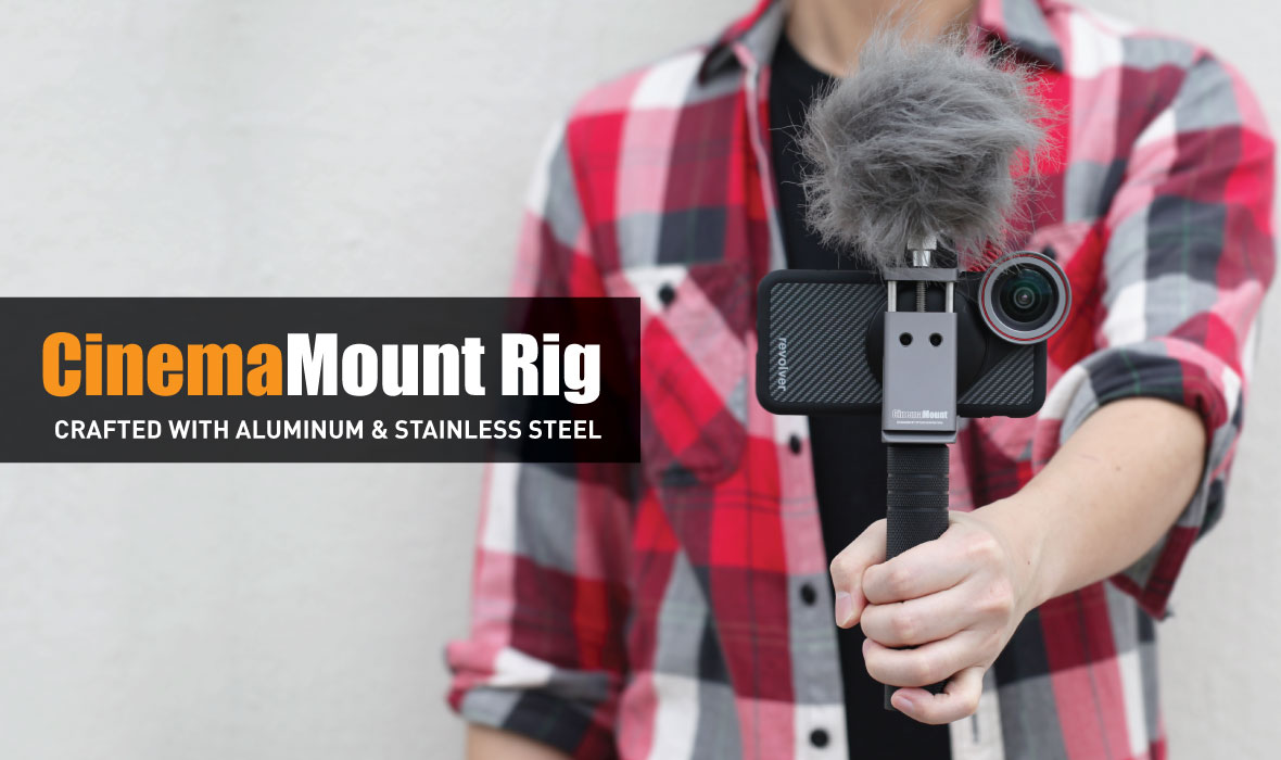 Cinema Mount Mini Smartphone Rig & Aluminum Alloy Grip Handle, Cell Phone Tripod Adapter, Standard Cold Shoe Mount and 1/4
