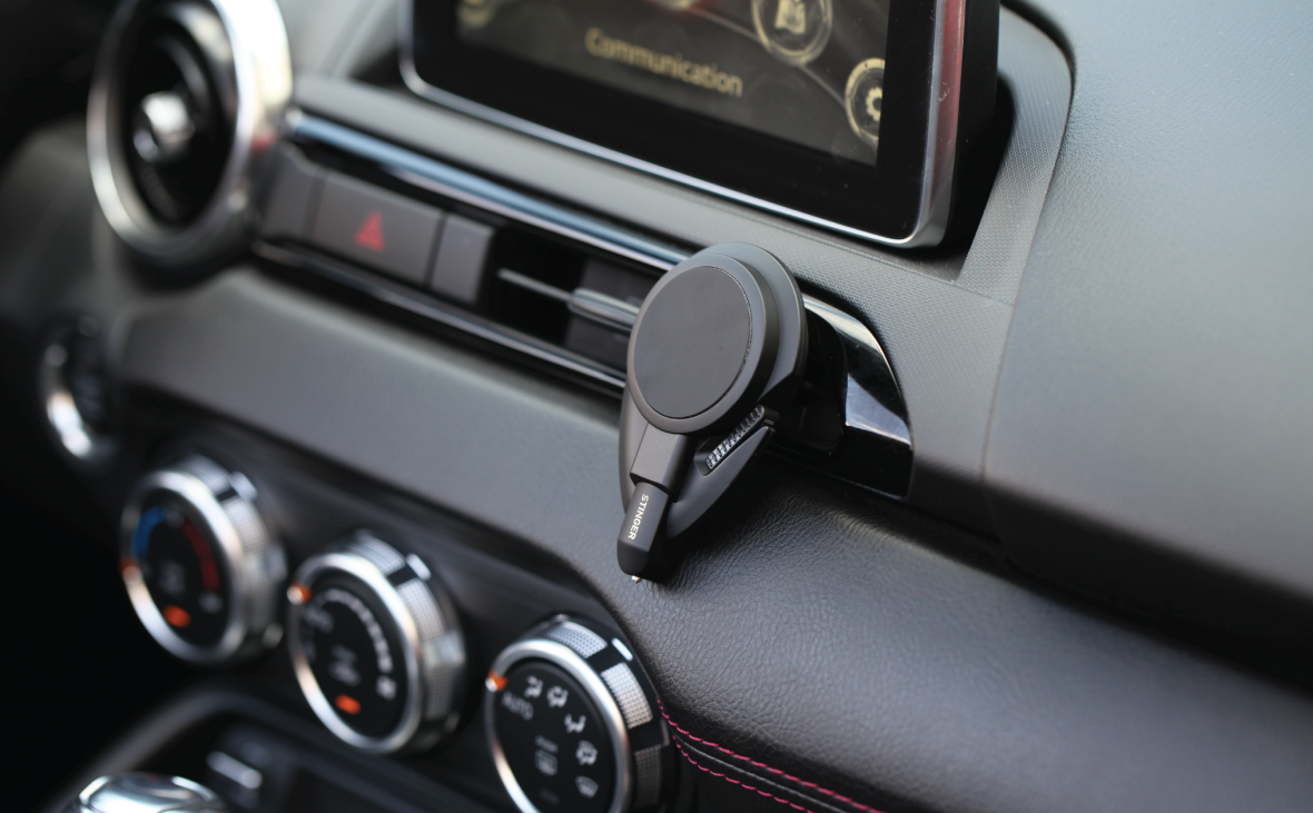 Stinger Vehicle Emergency Escape Tool: Magnetic Car Air Vent Mount Phone Holder, Spring Loaded Window Breaker Punch, Razor Sharp Seat belt Cutter 